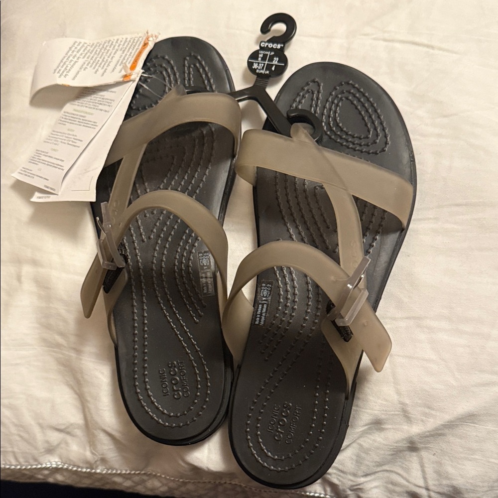 CROCS Two-Tone Sandals in Beige and Black